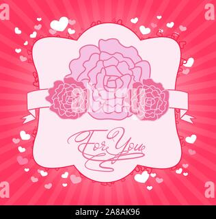 Rosen in einem rosa, das für Sie liest Stock Vektor