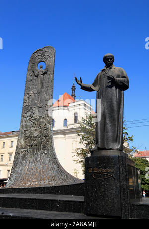 Taras Schewtschenko Denkmal am Svobody Prospect, Lviv, Ukraine Stockfoto