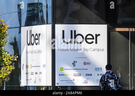 Nov 2, 2019 San Francisco/CA/USA - Die Zukunft Uber Sitz in ein neues Gebäude in der Mission Bay District; Uber Technologies, Inc. ist ein Ameri Stockfoto