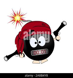 Schwarz Bomba. Pirate cartoon Vector Illustration. t-shirtart.t-shirtdesign. Stock Vektor