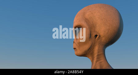 Grauen Alien extrem detaillierte und realistische High Resolution 3d imageof ein außerirdisches Wesen Stockfoto