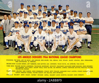 Souvenir team Foto der Los Angeles Dodgers Baseball Team 1966, das waren die Nationale Liga Meister, sondern auf die Baltimore Orioles in der 1966 World Series verloren. Stockfoto