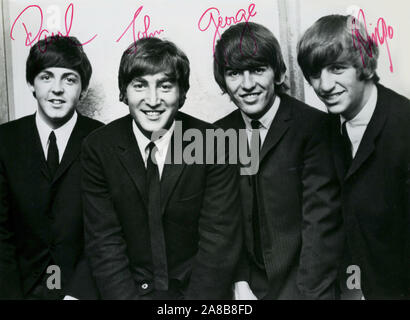 Anfang der 60er Jahre Werbung Foto der Beatles von Capitol Records mit Autogrammen. Stockfoto