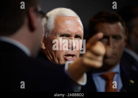 Manchester, New Hampshire, USA. 7 Nov, 2019. Vice President Mike Pence besucht Manchester, New Hampshire Credit: Allison Abendessen/ZUMA Draht/Alamy leben Nachrichten Stockfoto