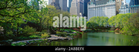 Teich im Park, Central Park South, Central Park, Manhattan, New York City, New York State, USA Stockfoto