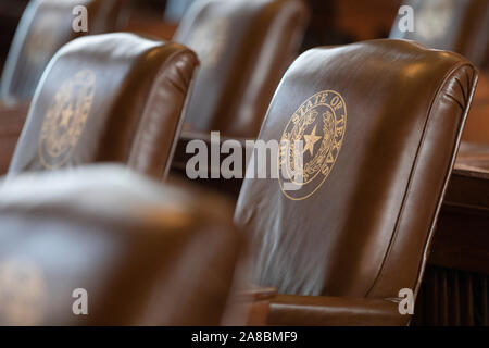 Sitze im Repräsentantenhaus, Texas State Capitol, Austin Texas USA Stockfoto