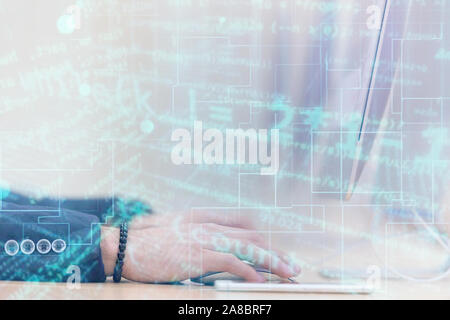 Programmierer arbeiten in einem Software Development und Coding Technologies. Website Design. Konzept. Stockfoto