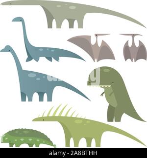 Prähistorischen ära Jura Dinosaurier Set 1, mit acht verschiedenen Dinosaurier in verschiedenen Größen und Formen Vector Illustration. Stock Vektor