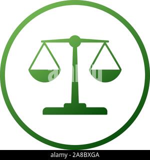 Gerechtigkeit Balance Waagen Symbol, Design isoliert auf farbverlauf Hintergrund isoliert auf Weiss. Einfach Gewicht Symbol. Vergleichen Symbol logo. Waagen Urteil Stock Vektor