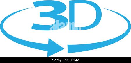 Blau Winkel 3D Symbol auf weißem Hintergrund. Winkel 3 D-Schild. 3D-Symbol. Flat Style. Stock Vektor