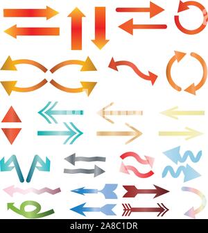 Multicolors Pfeil auf weißem Hintergrund. Farben Pfeil. Flat Style. abstract Pfeilsymbol. Stock Vektor