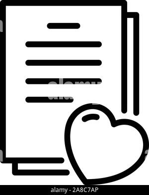 Herz und Dokumente Symbol, outline Style Stock Vektor