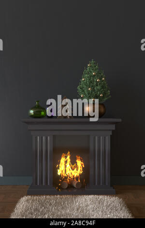 Kamin an Weihnachten Rendering Stockfoto