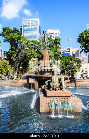 Sydney, Australien - 24. März 2013: Der J F Archibald Fountain. Der Brunnen ist in Hyde Park. Stockfoto