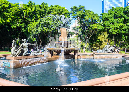 Sydney, Australien - 24. März 2013: Der J F Archibald Fountain. Der Brunnen ist in Hyde Park. Stockfoto