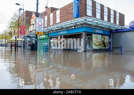 Nottingham, UK. 8. November 2019. Überschwemmung in Nottingham, UK, nach starkem Regen die der Fluss Ryton zu platzen es Banken verursacht. Credit: Andy Gallagher/Alamy leben Nachrichten Stockfoto