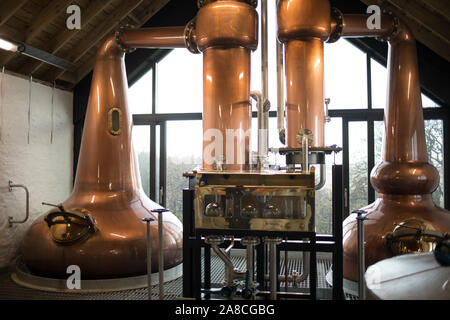 In der Brennerei noch Zimmer im kilchoman Single Malt Whisky Destillerie auf Islay, Schottland, 16. Oktober 2019. Stockfoto