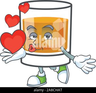 Whiskey mit Charakter holding Herz auf weißem Hintergrund Stock Vektor