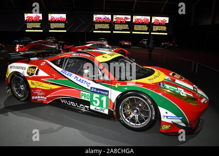 Mugello, 25. Oktober 2019: Ferrari 458 GT3 Af Corse auf dem Display während Finali Mondiali Ferrari 2019 in Mugello in Italien. Stockfoto