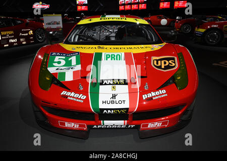 Mugello, 25. Oktober 2019: Ferrari 458 GT3 Af Corse auf dem Display während Finali Mondiali Ferrari 2019 in Mugello in Italien. Stockfoto