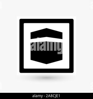 Kaaba, Road Sign Design, schwarze Würfel Symbol. Einfach ein Symbol der heiligsten Ort im Islam. Gebäude in der Mitte des Islam s wichtigste Moschee Stock Vektor