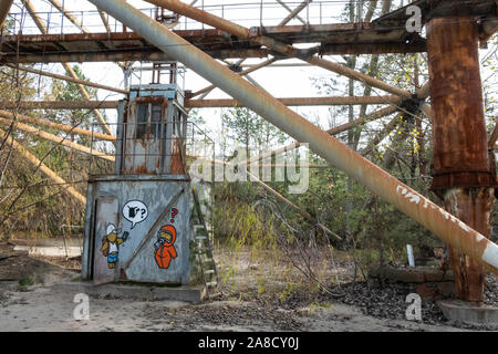 Duga-3 sowjetischen Radar in Tschernobyl Zone der Entfremdung, Ukraine Stockfoto