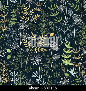 Elegante Hand gezeichnet nahtlose Muster, doodle Blumen, toll für Textilien, Banner, Wallpaper - vektor design Stockfoto