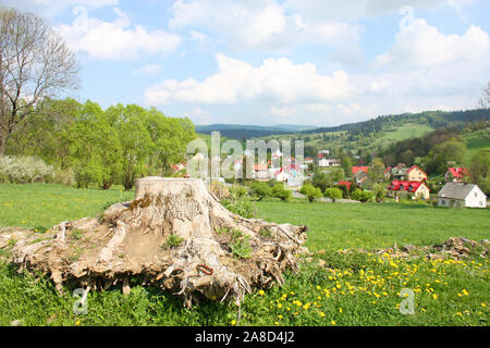 Ein Dorf in Polen. Komancza in der Woiwodschaft Karpatenvorland Stockfoto