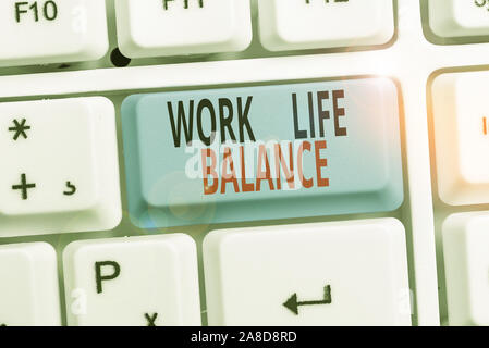 Wort schreiben Text Work Life Balance. Business foto Präsentation Abteilung der Zeit zwischen Beruf oder Familie und Freizeit Stockfoto