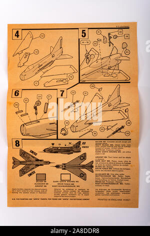 1975 Italeri Lightning Modell Flugzeuge Anweisungen Stockfoto