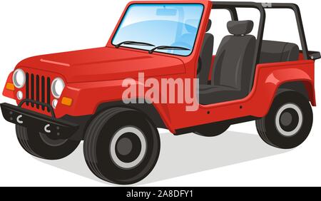 Vektor-Illustration ein Jeep Wrangler, in Schichten für die einfache Bearbeitung gespeichert. Strichzeichnung Abbildung ebenfalls enthalten. Stock Vektor