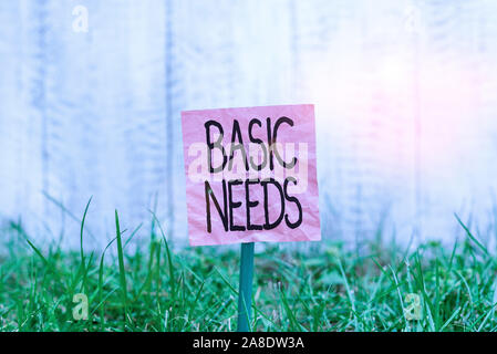 Konzeptionelle Handschrift, die grundlegenden Bedürfnisse. Begriff Sinne etwas, dass Sie haben müssen, um zu leben Normalpapier an sti Leben oder Stockfoto