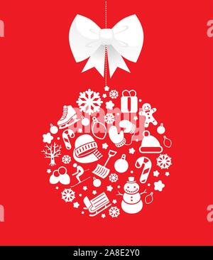 Weihnachtsdekoration mit Winter Symbole gemacht Stock Vektor