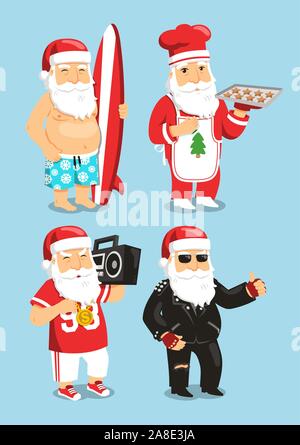 Weihnachtsmann Cartoon in Kostüme Stock Vektor