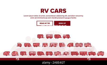 Sammlung Rv Camper Autos Fahrzeug Icons Set Vector Stock Vektor