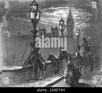 "Victoria Embankment', 1872. Teil der Ufer der Themse am Nordufer der Themse, der Bau begann 1865 und wurde im Jahr 1870 unter Joseph Bazalgette abgeschlossen. Von "IN LONDON. Eine Pilgerreise" von Gustave Dore und Blanchard Jerrold. [Grant und Co., 72-78, Turnmill Street, E.C., 1872]. Stockfoto