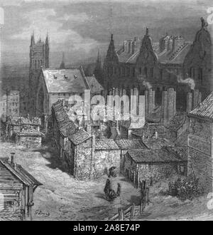 "Die Teufel Acre-Westminster', 1872. Devil's Acre, einem viktorianischen Slum in der Nähe von Westminster Abbey hatte eine hohe Sterblichkeit an Krankheiten wie Typhus. Von "IN LONDON. Eine Pilgerreise" von Gustave Dore und Blanchard Jerrold. [Grant und Co., 72-78, Turnmill Street, E.C., 1872]. Stockfoto