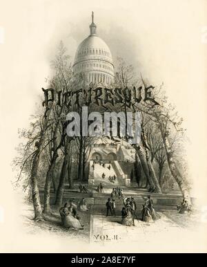 'Dome des Kapitols", 1874. Das Kapitol in Washington DC. USA, mit rustikalen Schriftzug. Titel von "Malerische Amerika; oder, in das Land, in der wir leben, eine Abgrenzung durch Kugelschreiber und Bleistift auf die Berge, Flüsse, Seen... mit Abbildungen auf Stahl und Holz von bedeutenden amerikanischen Künstlern" Vol. II, von William Cullen Bryant bearbeitet werden. [D. Appleton und Company, New York, 1874] Stockfoto