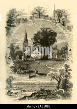 "Boston Vororte", 1874. "Forest Hills, Longfellow's Residence, Centre St Roxbury, Brookline, Chestnut Hill Behälter und Antrieb', Massachusetts, USA. Amerikanische dichter Henry Wadsworth Longfellow lebte bei 105 Brattle Street in Cambridge, Massachusetts. Das Haus war das ehemalige Hauptquartier von General George Washington. Von "Malerische Amerika; oder, in das Land, in der wir leben, eine Abgrenzung durch Kugelschreiber und Bleistift auf die Berge, Flüsse, Seen... mit Abbildungen auf Stahl und Holz von bedeutenden amerikanischen Künstlern" Vol. II, von William Cullen Bryant bearbeitet werden. [D. Appleton und Company, New York, 1874] Stockfoto