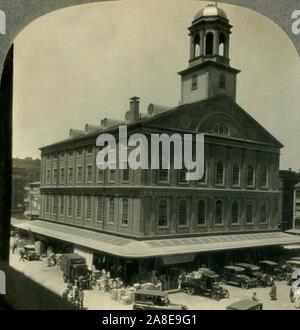 "Faneuil Hall, W., von Quincy Market, Beacon Hill, Boston, Mass., c 1930. Georgische Marktplatz und Treffpunkt in der Nähe der Waterfront in Boston, Massachusetts, eröffnet im Jahre 1743. Von "Tour der Welt". [Keystone View Company, Meadville, Pa., New York, Chicago, London] Stockfoto