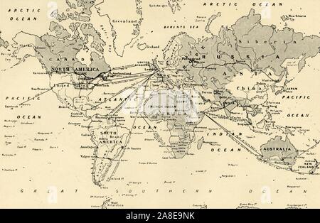 'Map Mehr Großbritannien in Bezug auf die Heimat", 1916. Von "Der Krieg illustrierte Album De Luxe - Band IV. Die Sommerkampagne - 1915", herausgegeben von J.A.Hammerton. [Die Amalgamated Press Limited, London, 1916] Stockfoto