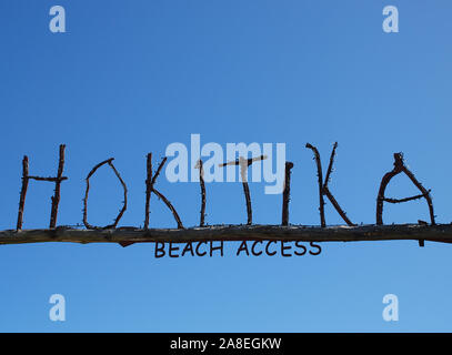 Hokitika und Zugang zum Strand anmelden, Südinsel, Neuseeland Stockfoto