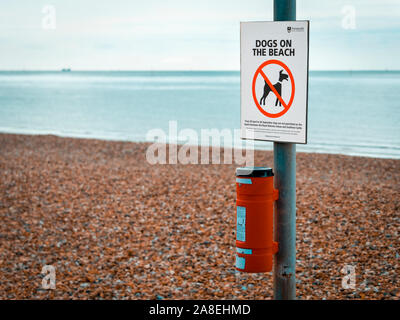 Keine Hunde am Strand, Hunde sind vom Strand in Portsmouth, England während der Sommer Monate verboten. Stockfoto