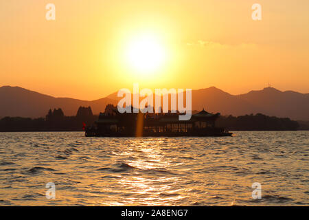 Boot auf Westsee in hangzhou Stockfoto