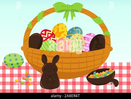 Easter egg Warenkorb Cartoon Illustration Stock Vektor