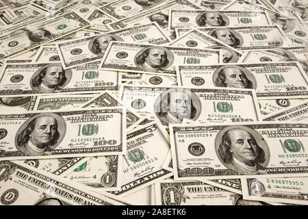Dollarscheine, Banknoten, 100 er, 100 Dollar Banknoten, USD, US-Dollar, Stockfoto