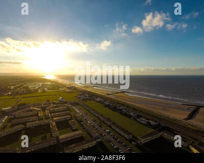 Luftbild, Foto des berühmten walisischen Urlaubsziel Rhyl und Prestatyn in der Nähe von Southport, herrlichen Stränden und sichere Familienurlaub am Meer Stockfoto