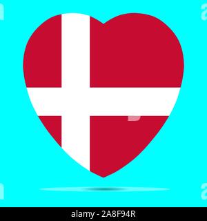 Dänemark Flagge in Herzform Vector Illustration. EPS 10. Stock Vektor
