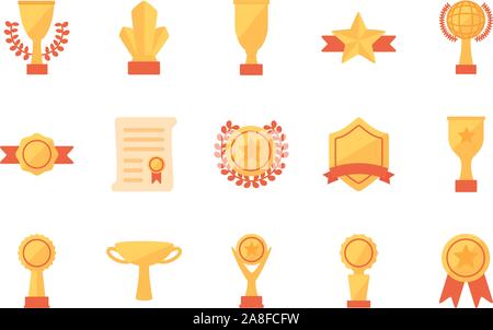 Isolierte gold Trophäe Icon Set vektor design Stock Vektor
