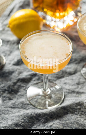 Hausgemachte Zitrone Brandy Daisy Cocktail mit Sodawasser Stockfoto